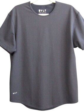 BYLT Drop Cut Lux T Shirt Short Sleeve Navy Blue Gray Polka Dot Mens Size L